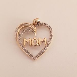 Gold and diamond mom heart pendant